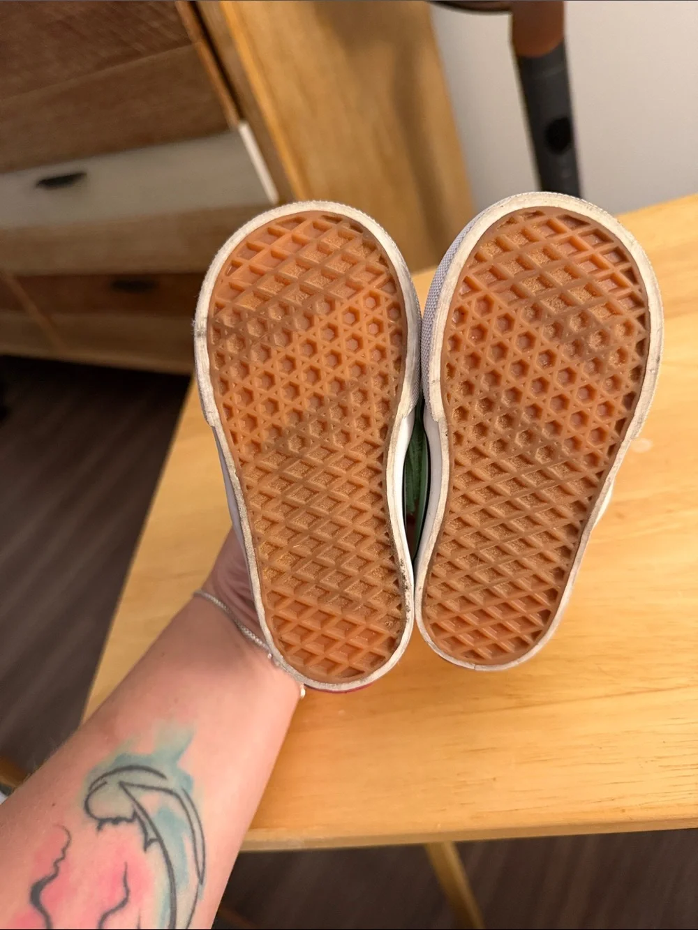 Vans Kids Slip-On Checkerboard Sneakers - Light Green & White